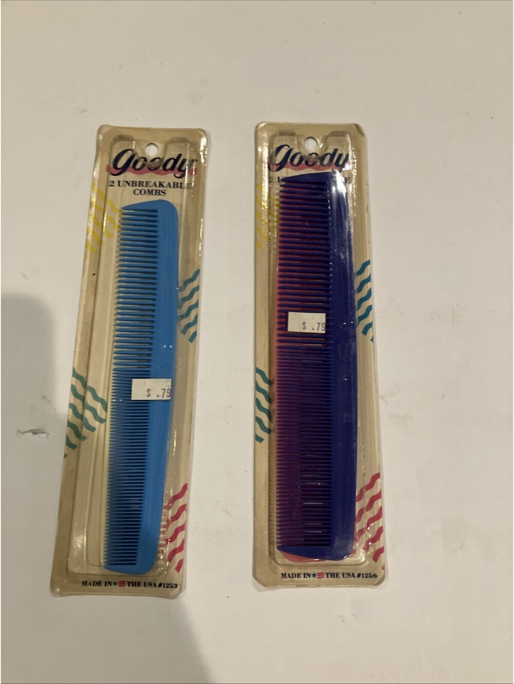 Lot Of 2 Goody 2 Packs Unbreakable Dressing Combs USA #125/6/3 NEW Vintage 1989